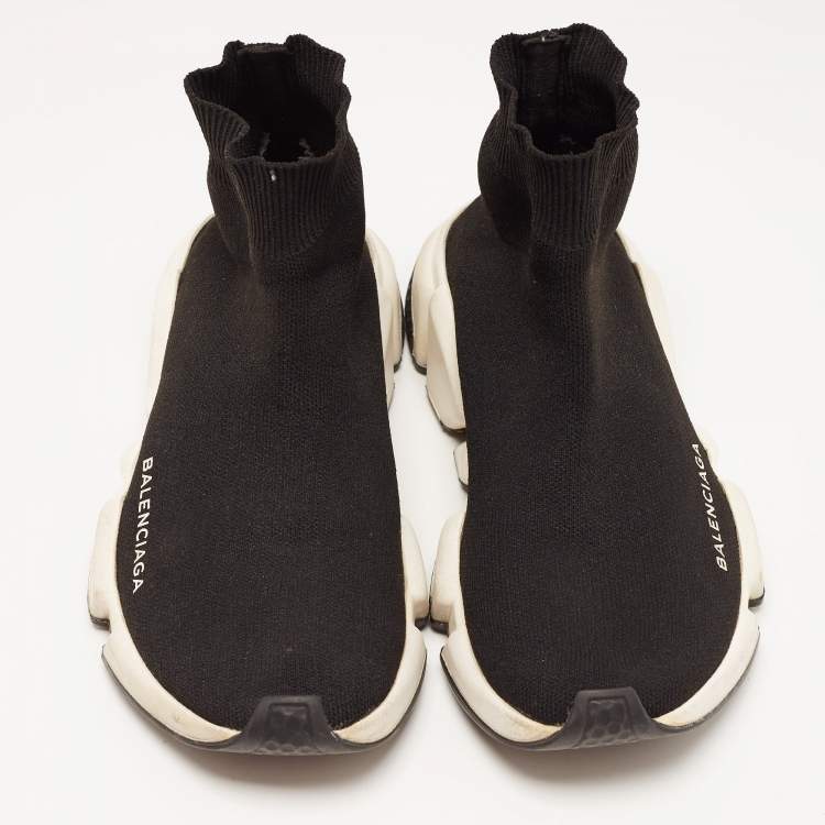 مملوكة مسبقًا Balenciaga Black Knit Fabric Speed Trainer Sneakers Size 37