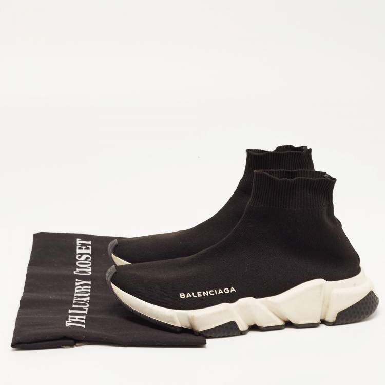 مملوكة مسبقًا Balenciaga Black Knit Fabric Speed Trainer Sneakers Size 37