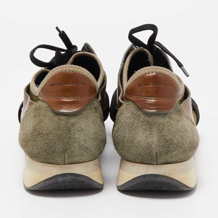 Pre Owned Balenciaga Multicolor Leather and Mesh Race Runner Sneakers Size 41