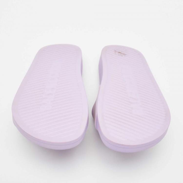 Pre Owned Balenciaga Purple Rubber BB Pool Slides Size 37