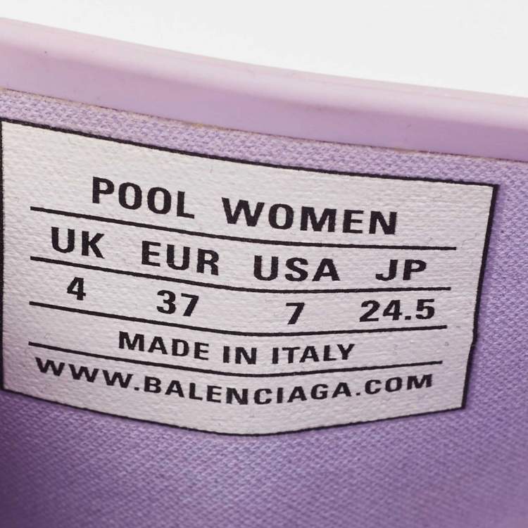 Pre Owned Balenciaga Purple Rubber BB Pool Slides Size 37
