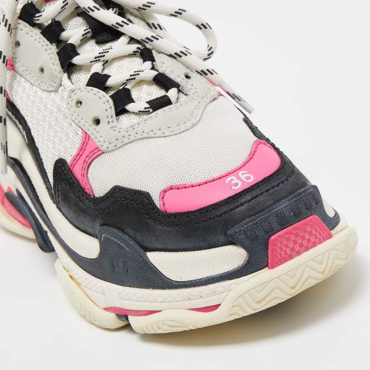 Pre Owned Balenciaga Multicolor Mesh and Nubuck Triple S Sneakers Size 36