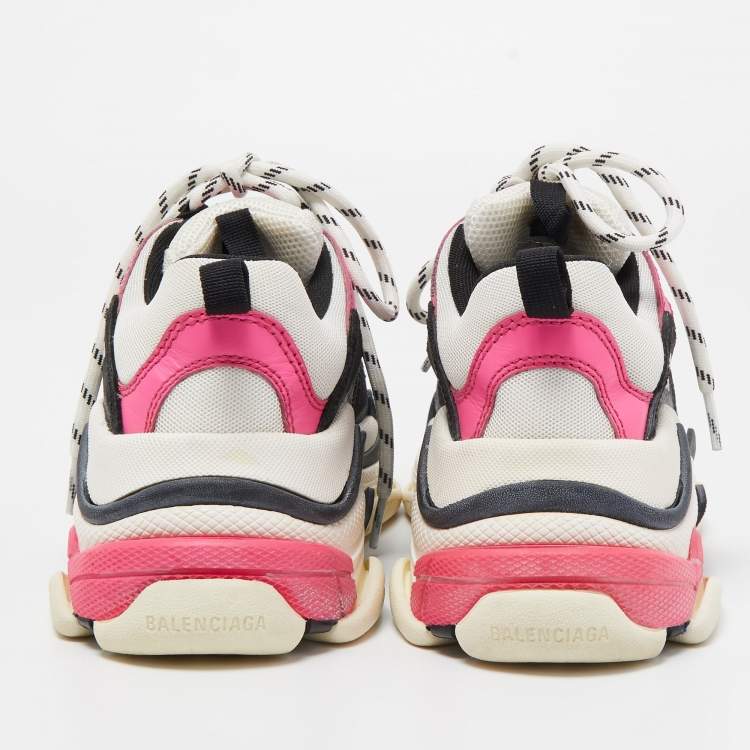 Pre Owned Balenciaga Multicolor Mesh and Nubuck Triple S Sneakers Size 36
