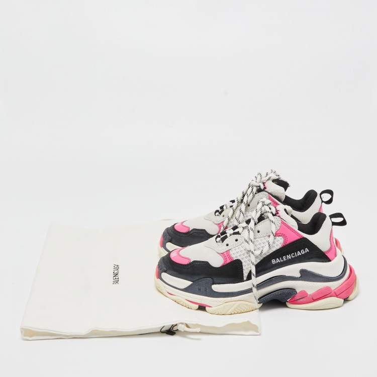Pre Owned Balenciaga Multicolor Mesh and Nubuck Triple S Sneakers Size 36