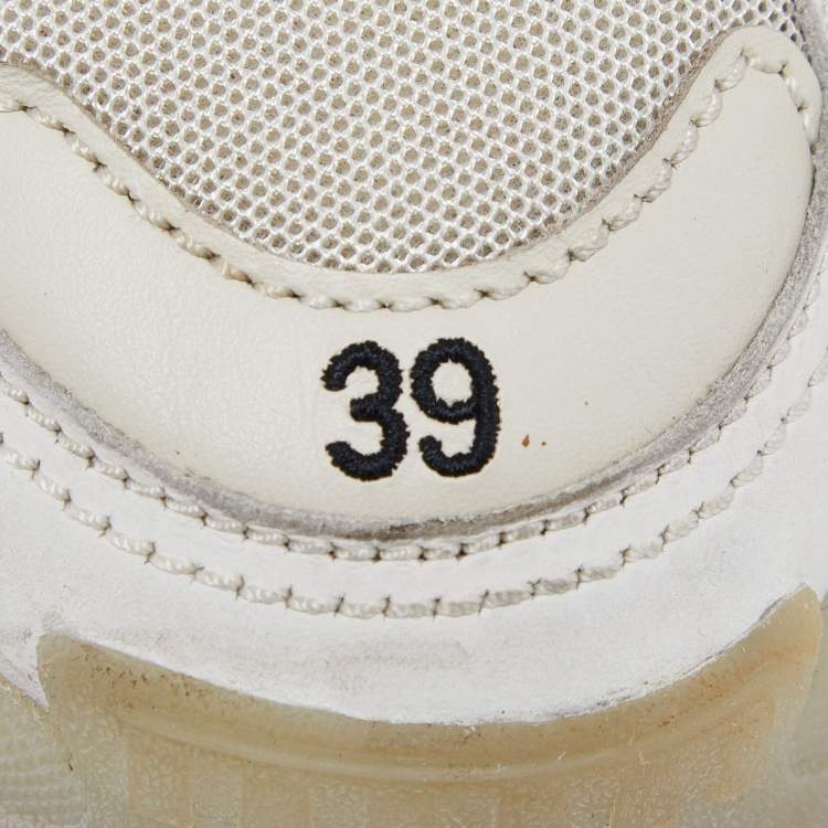 Pre Owned Balenciaga Cream Leather and Mesh Triple S Clear Sole Sneakers Size 39