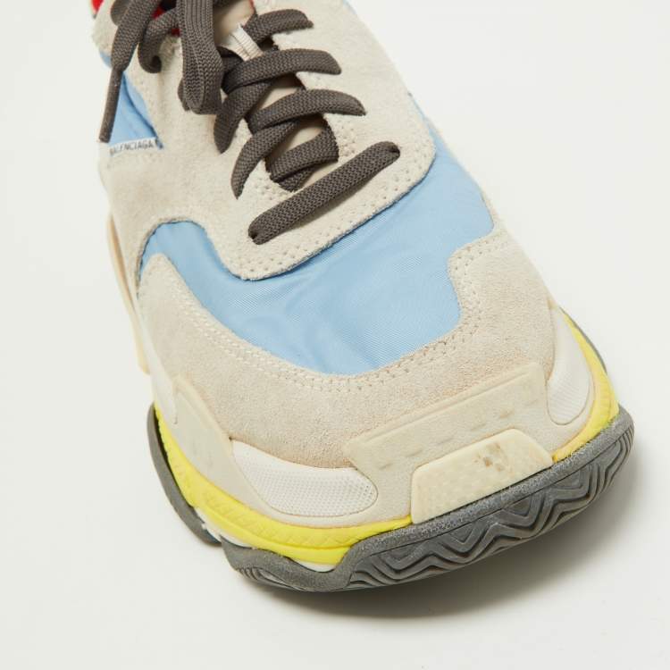 Pre Owned Balenciaga Multicolor Suede and Nylon Triple S Sneakers Size 39