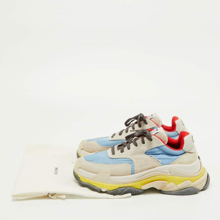 Pre Owned Balenciaga Multicolor Suede and Nylon Triple S Sneakers Size 39
