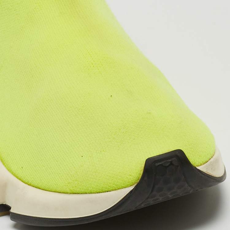 Pre Owned Balenciaga Green Knit Fabric Speed 2.0 High Top Sneakers Size 40