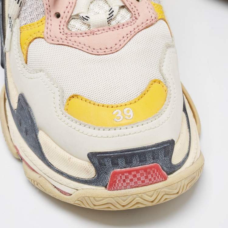 Pre Owned Balenciaga Multicolor Mesh and Leather Triple S Sneakers Size 39