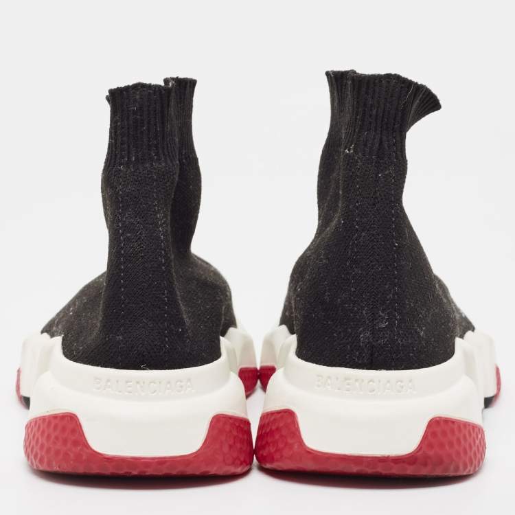 Pre Owned Balenciaga Black Knit Fabric Speed Trainer Sneakers Size 35