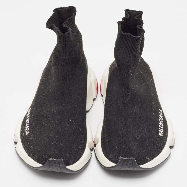 Pre Owned Balenciaga Black Knit Fabric Speed Trainer Sneakers Size 35