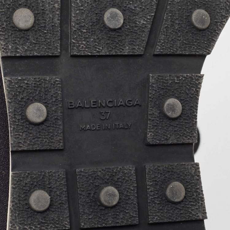 Pre Owned Balenciaga Black Neoprene and Patent Race Runner Sneakers Size 37