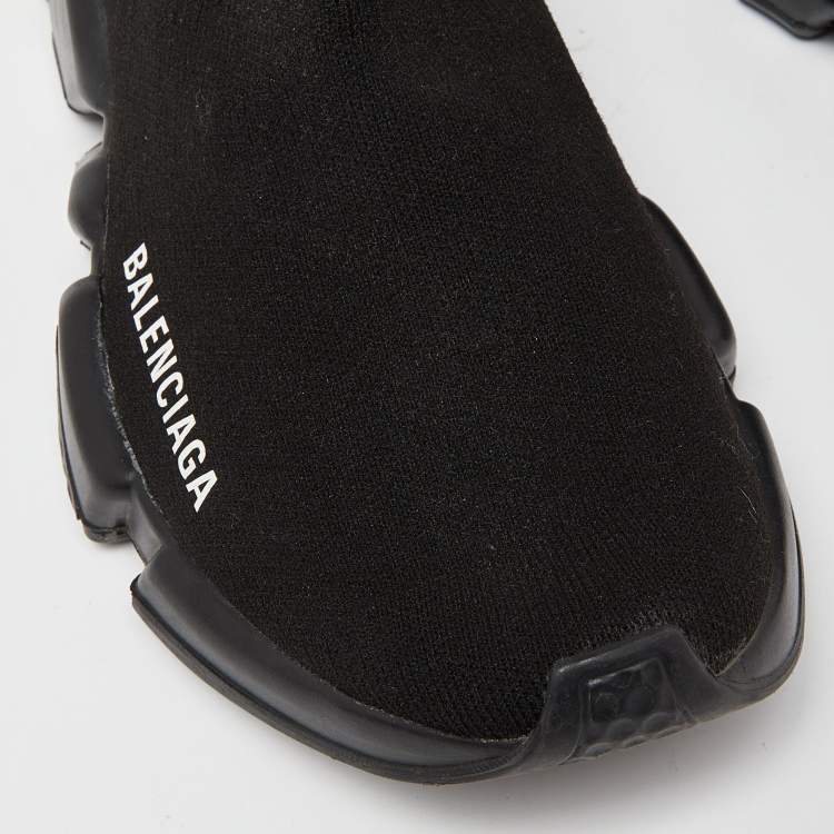 Pre Owned Balenciaga Black Knit Fabric Speed Trainer High-Top Sneakers Size 37