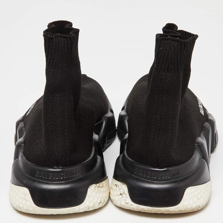 Pre Owned Balenciaga Black Knit Fabric Speed Trainer High-Top Sneakers Size 37