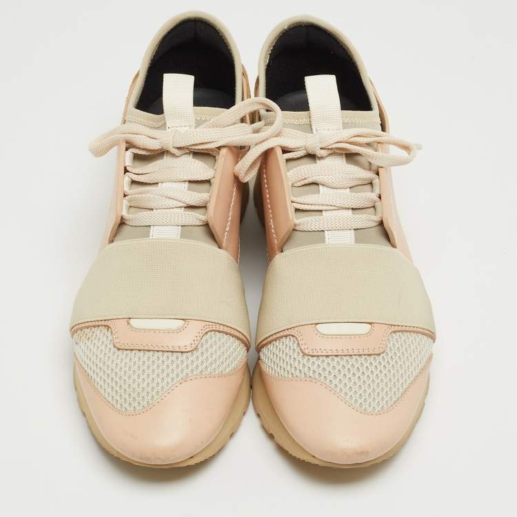 Pre Owned Balenciaga Multicolor Mesh and Suede Race Runner Sneakers Size 36