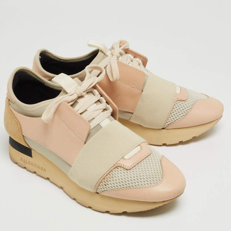 Pre Owned Balenciaga Multicolor Mesh and Suede Race Runner Sneakers Size 36