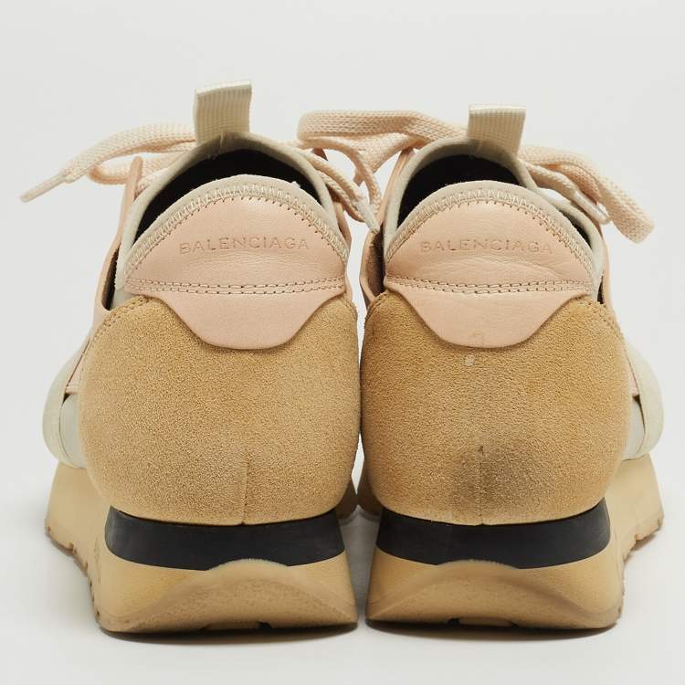 Pre Owned Balenciaga Multicolor Mesh and Suede Race Runner Sneakers Size 36