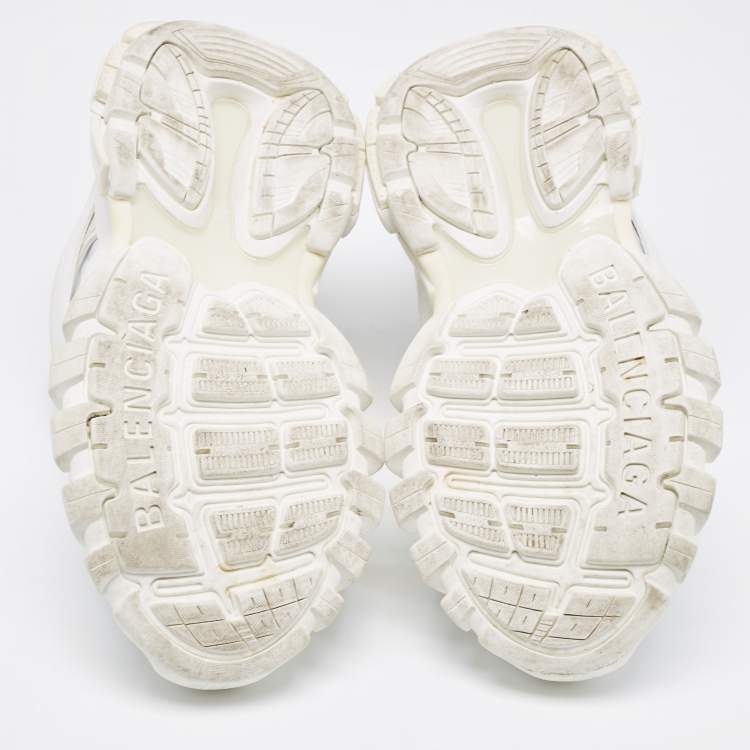 Pre Owned Balenciaga White Faux Leather and Mesh Track Low Top Sneakers Size 39