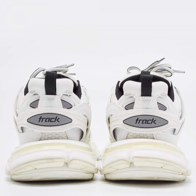 Pre Owned Balenciaga White Faux Leather and Mesh Track Low Top Sneakers Size 39