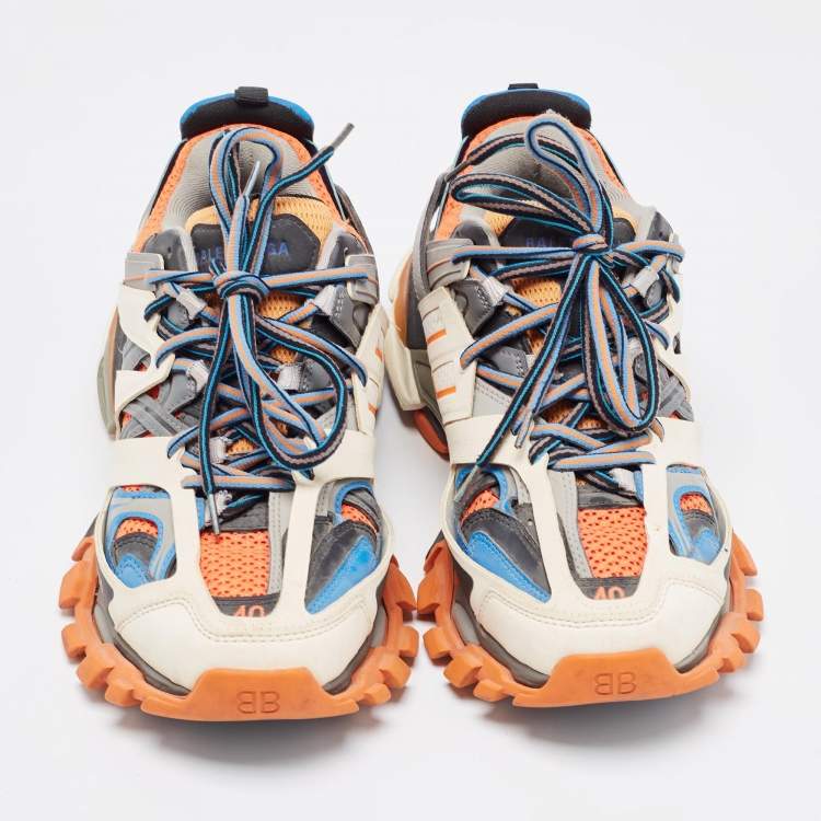 Pre Owned Balenciaga Multicolor Faux Leather and Mesh Track Sneakers Size 40