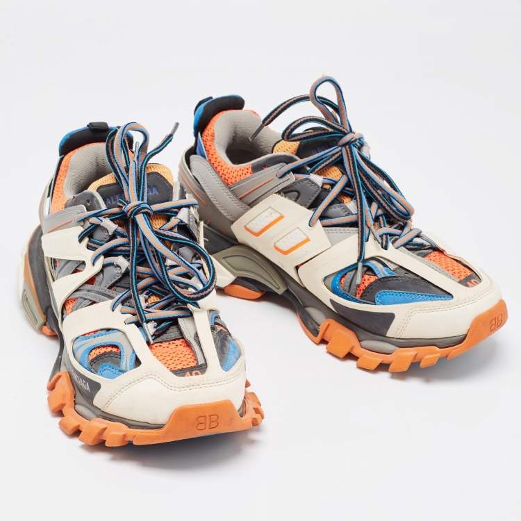Pre Owned Balenciaga Multicolor Faux Leather and Mesh Track Sneakers Size 40