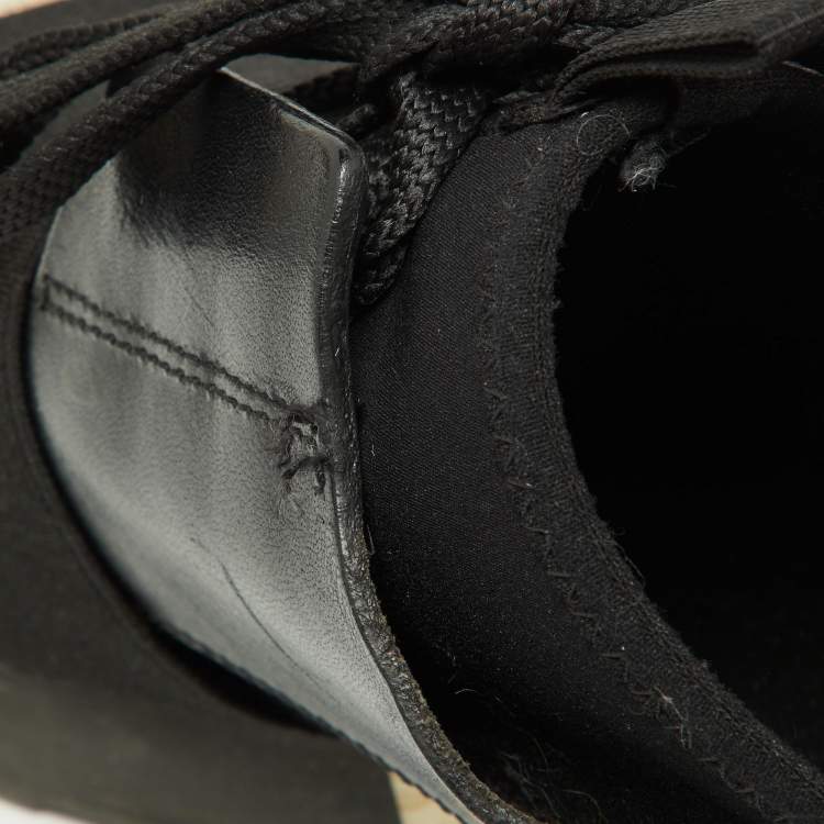 Pre Owned Balenciaga Black Leather,Suede and Mesh Race Runner Sneakers Size 39