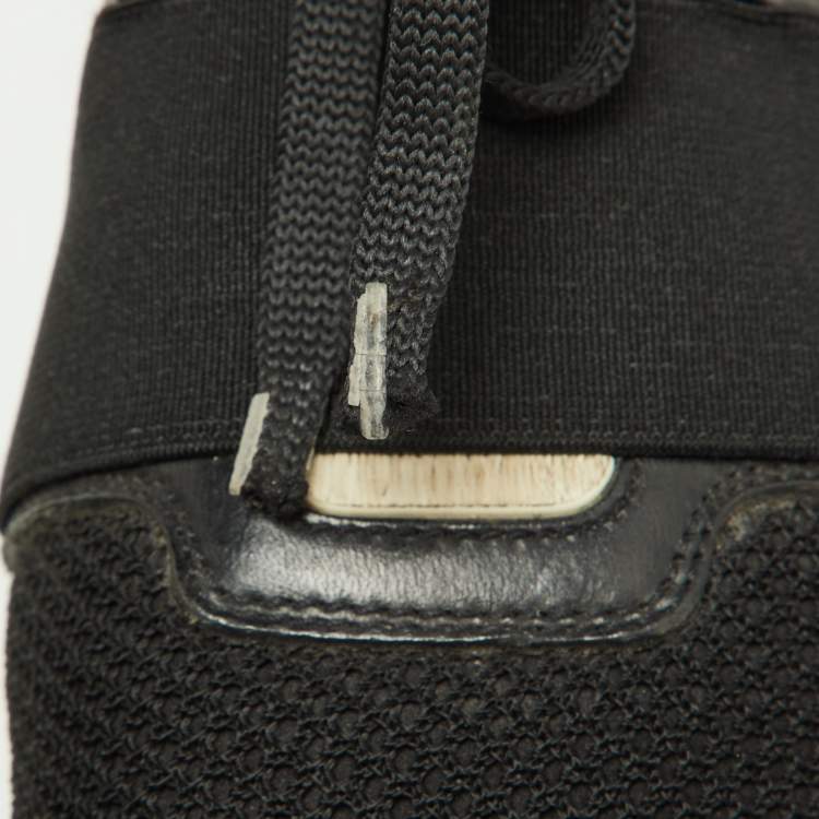 Pre Owned Balenciaga Black Leather,Suede and Mesh Race Runner Sneakers Size 39