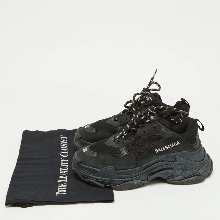 مملوكة مسبقًا Balenciaga Black Mesh,Nubuck and Nubuck Triple S Sneakers Size 38