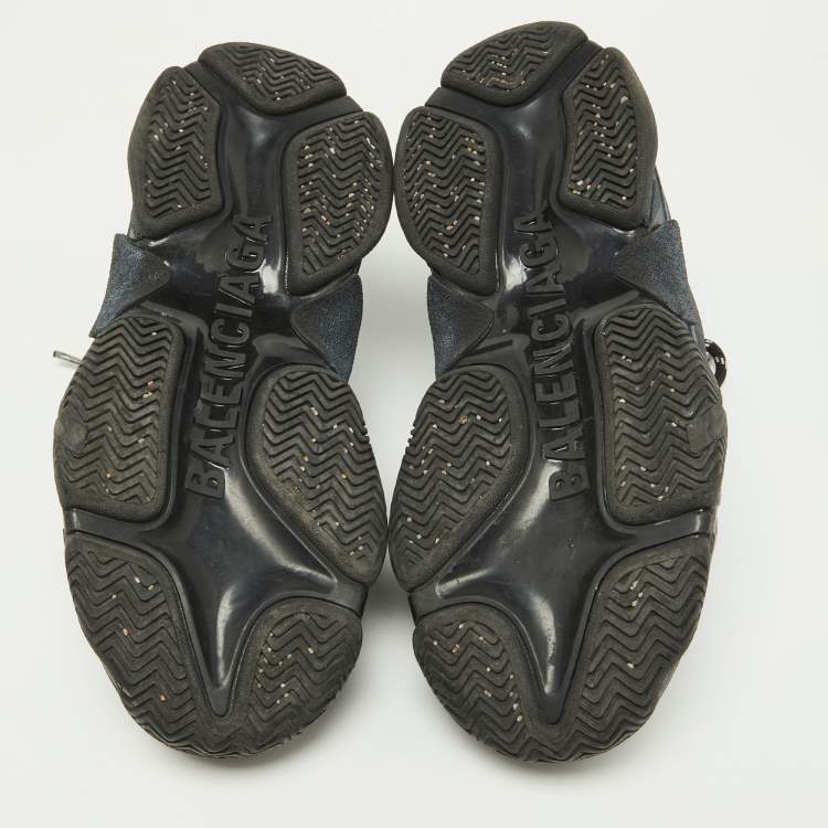 مملوكة مسبقًا Balenciaga Black Mesh,Nubuck and Nubuck Triple S Sneakers Size 38