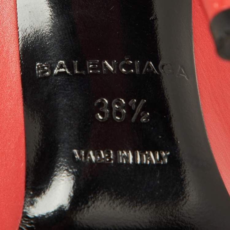 Pre Owned Balenciaga Red Leather Knife Ankle Booties Size 38.5