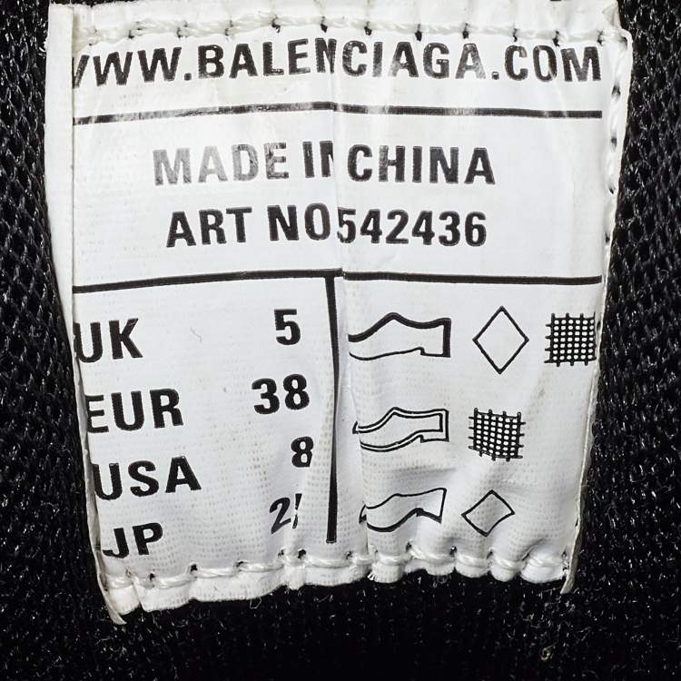 Pre Owned Balenciaga Grey/White Faux Leather and Mesh Track Sneakers Size 38