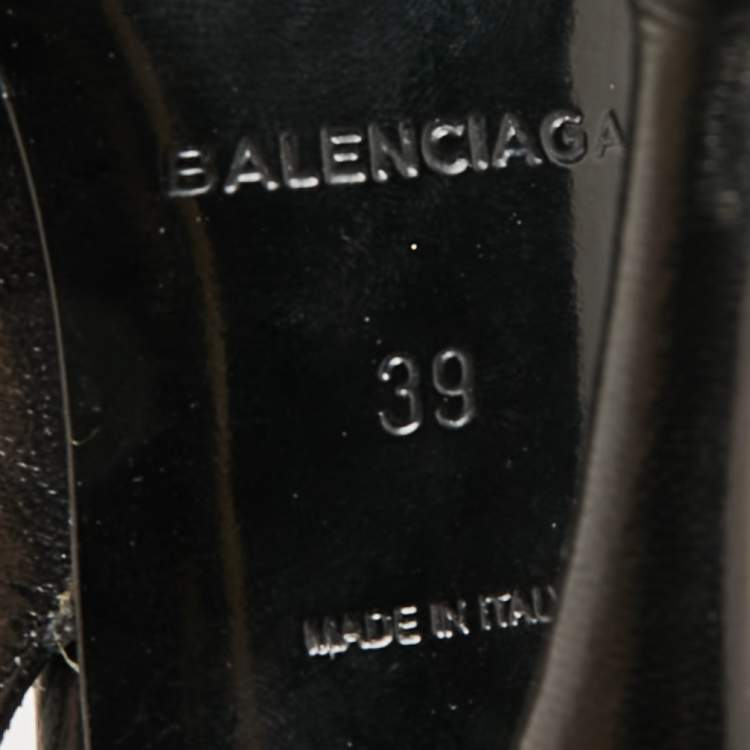 Pre Owned Balenciaga Black Fringe Leather Chain Detail Ankle Strap Sandals Size 39