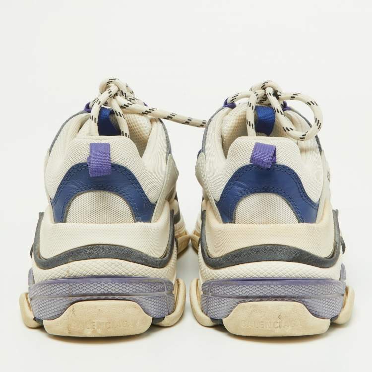 Pre Owned Balenciaga Multicolor Leather and Mesh Triple S Sneakers Size 38