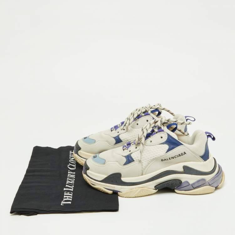 Pre Owned Balenciaga Multicolor Leather and Mesh Triple S Sneakers Size 38