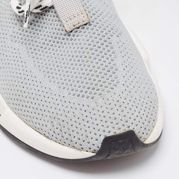 Pre Owned Balenciaga Grey Knit Speed Trainer High Top Sneakers Size 36
