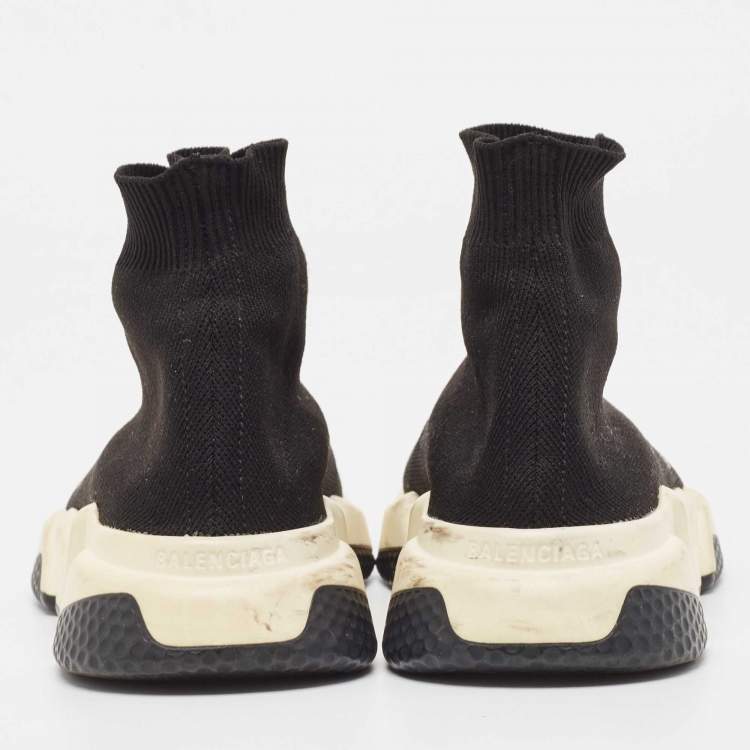 Pre Owned Balenciaga Black Knit Fabric Speed Trainer Sneakers Size 37