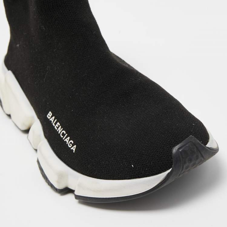 Pre Owned Balenciaga Black Knit Speed Trainer  Sneakers Size 37
