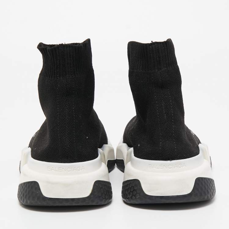 Pre Owned Balenciaga Black Knit Speed Trainer  Sneakers Size 37