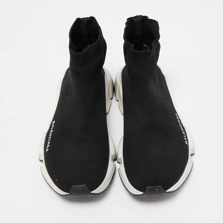 Pre Owned Balenciaga Black Knit Speed Trainer  Sneakers Size 37