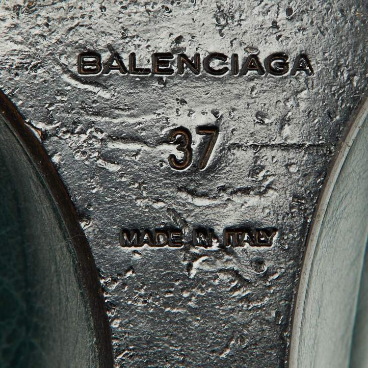 Pre Owned Balenciaga Green Brogue Leather Wedge Derby Size 37