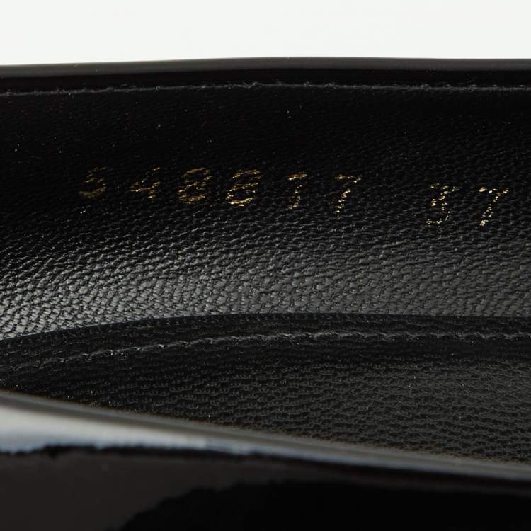 Pre Owned Balenciaga Black Patent Leather BB Knife Pumps Size 37