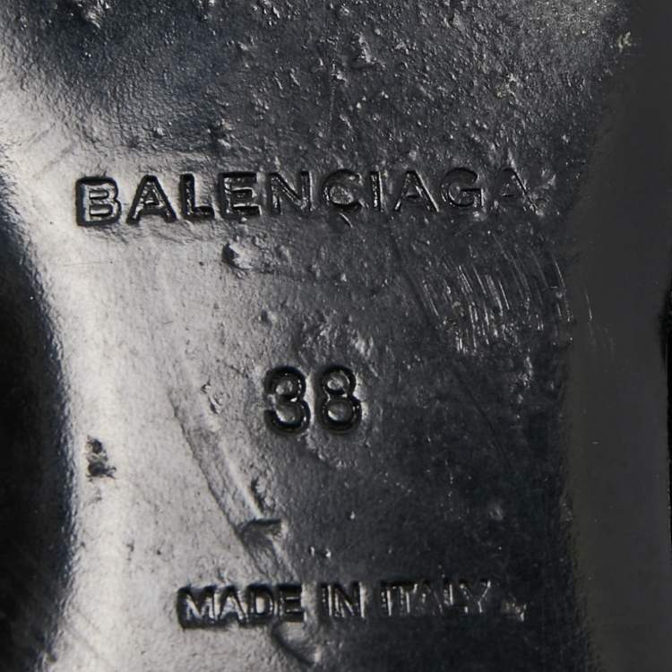 Pre Owned Balenciaga Black Fabric Knife Slingback Flats Size 38