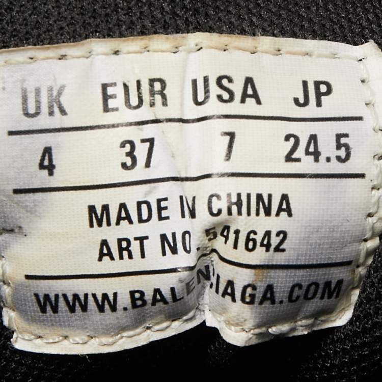 Pre Owned Balenciaga Black Nylon and Suede Triple S Sneakers Size 37