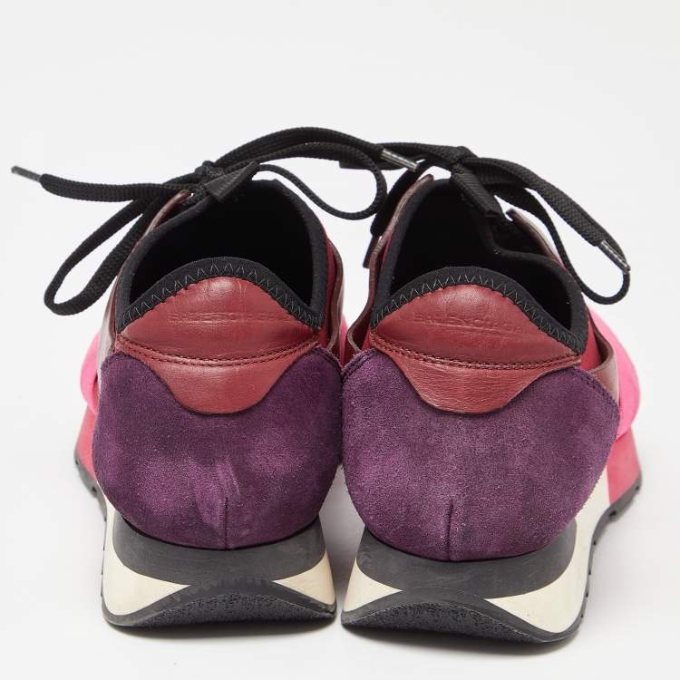 Pre Owned Balenciaga Multicolor Leather and Mesh Race Runner Sneakers Size 37