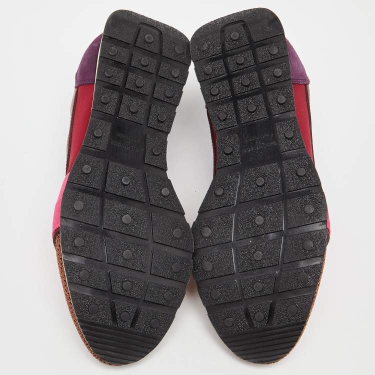 Pre Owned Balenciaga Multicolor Leather and Mesh Race Runner Sneakers Size 37