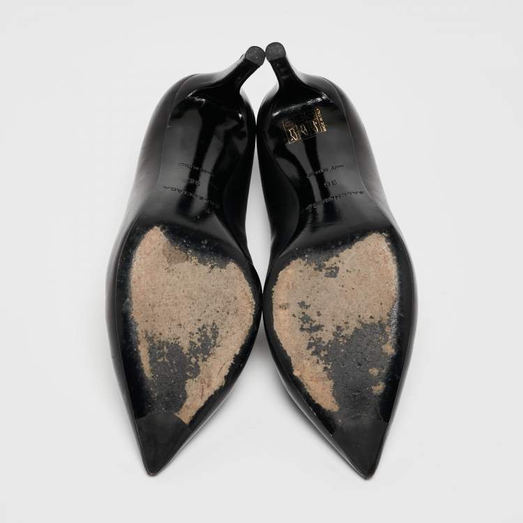 Pre Owned Balenciaga Black Leather Knife Pointed Toe Pumps Size 36