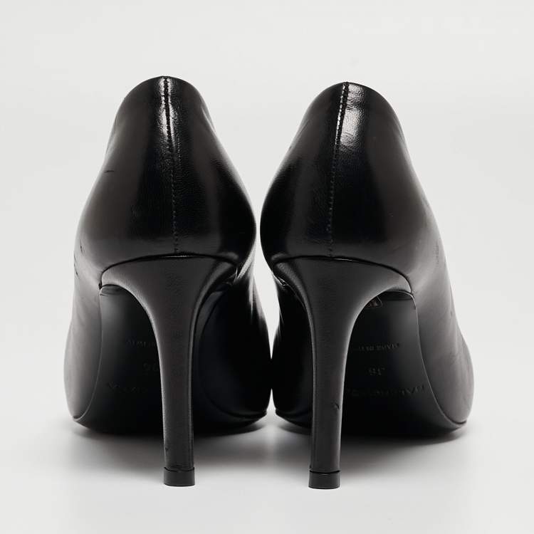 Pre Owned Balenciaga Black Leather Knife Pointed Toe Pumps Size 36