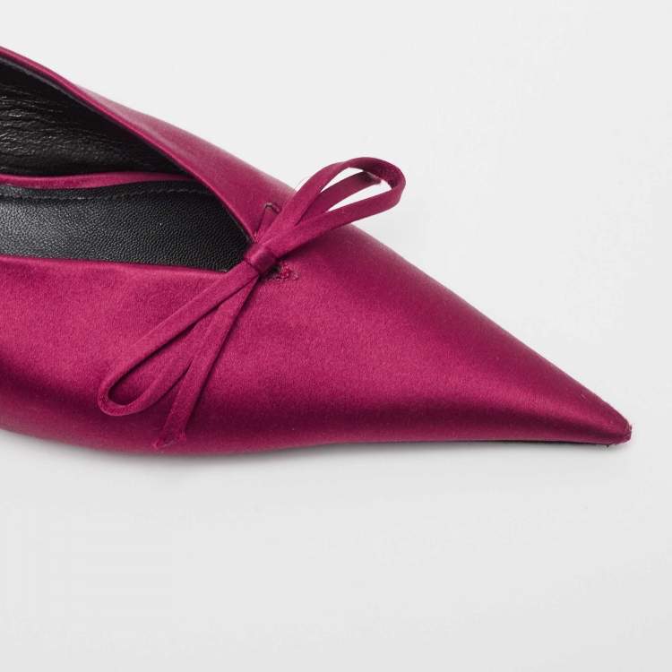 Pre Owned Balenciaga Burgundy Satin Knife Mules Size 38.5