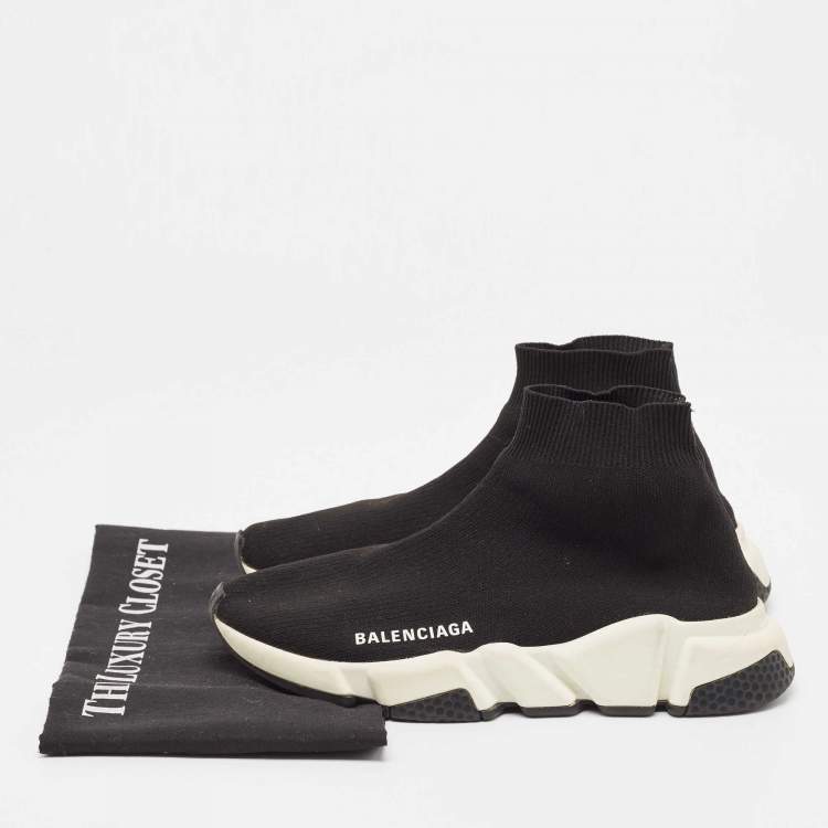 مملوكة مسبقًا Balenciaga Black Knit Fabric Speed Trainer Sneakers Size 37