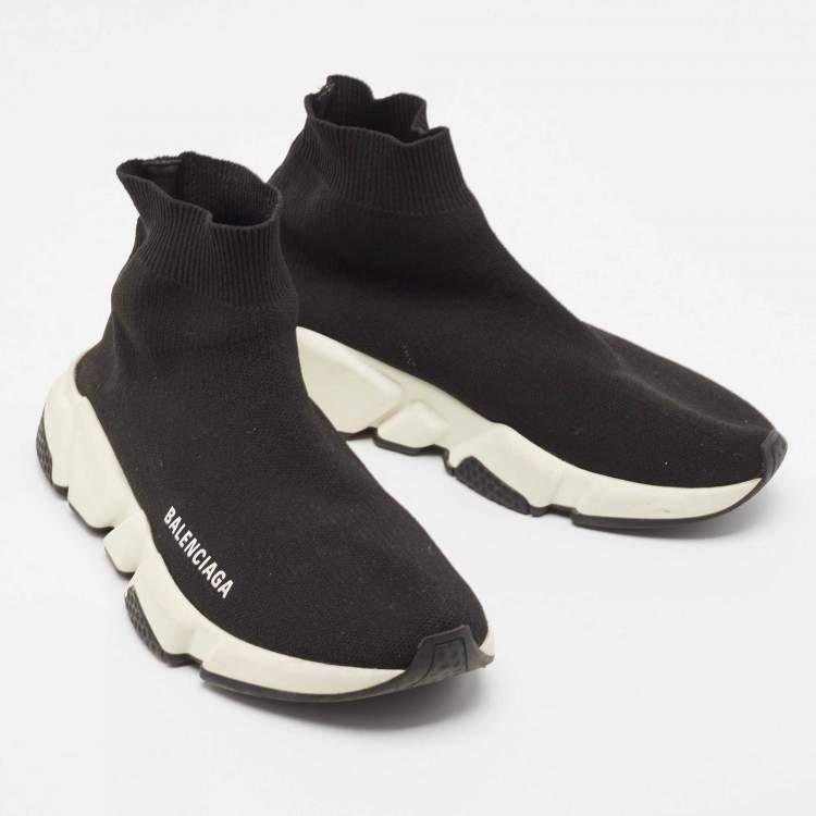 مملوكة مسبقًا Balenciaga Black Knit Fabric Speed Trainer Sneakers Size 37